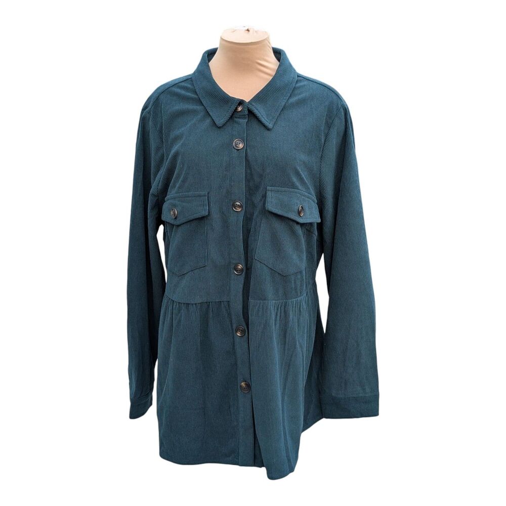 Bloomchic Velvety Soft Corded Shacket Womens Size 18-20 Pockets & Gathered Waist